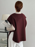 Women's Solid Color Waist Belt Design Business Casual Wool Blend Jacket shein