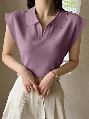Dazy-Less Solid Cap Sleeve Knit Top
