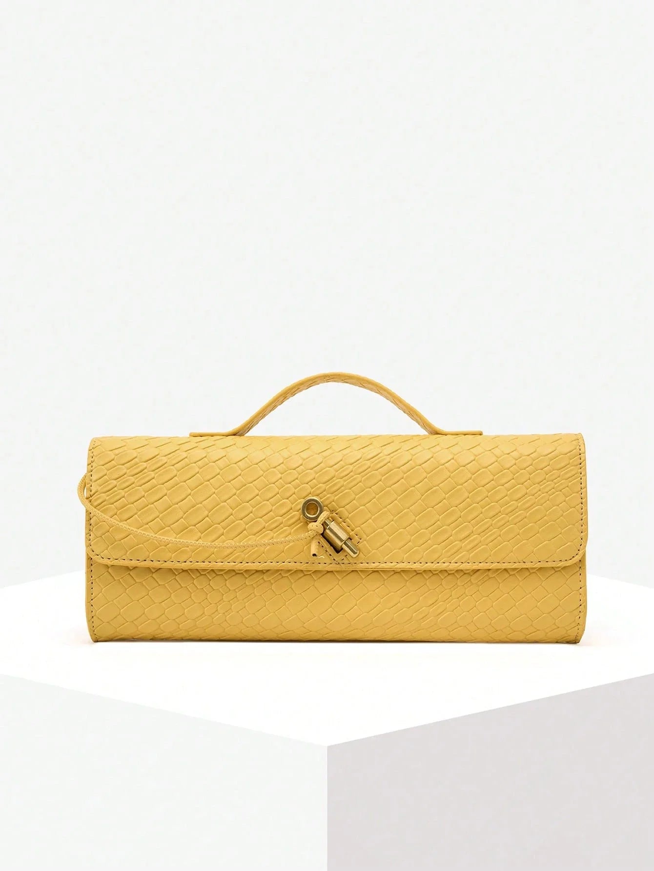 American Fashion Crocodile Embossed Handbag shein