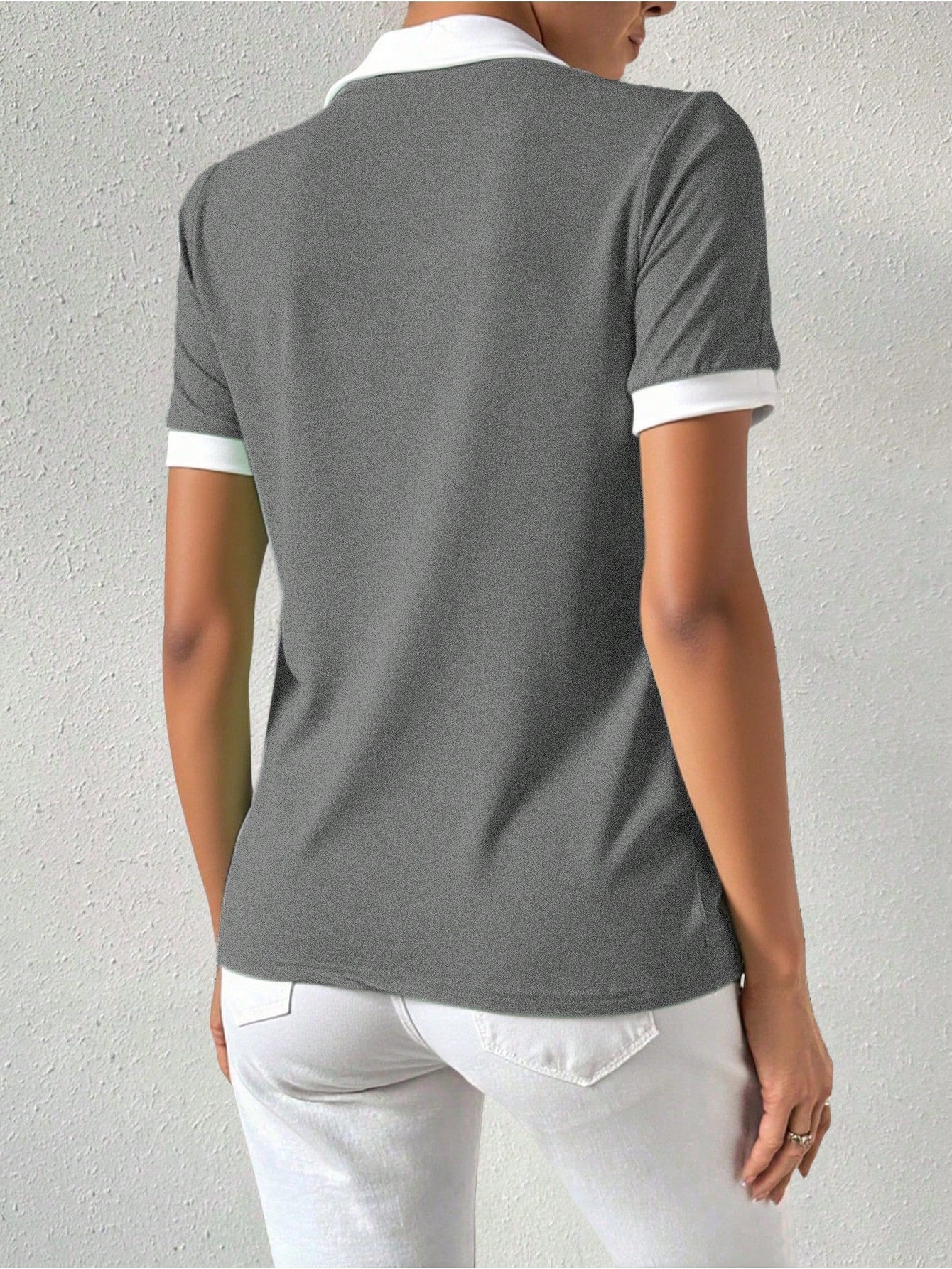Contrast Trim Short Sleeve Tee shein