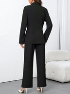 Women's Solid Color Minimalist Daily Wear Long Sleeve Blazer Jacket + Pants