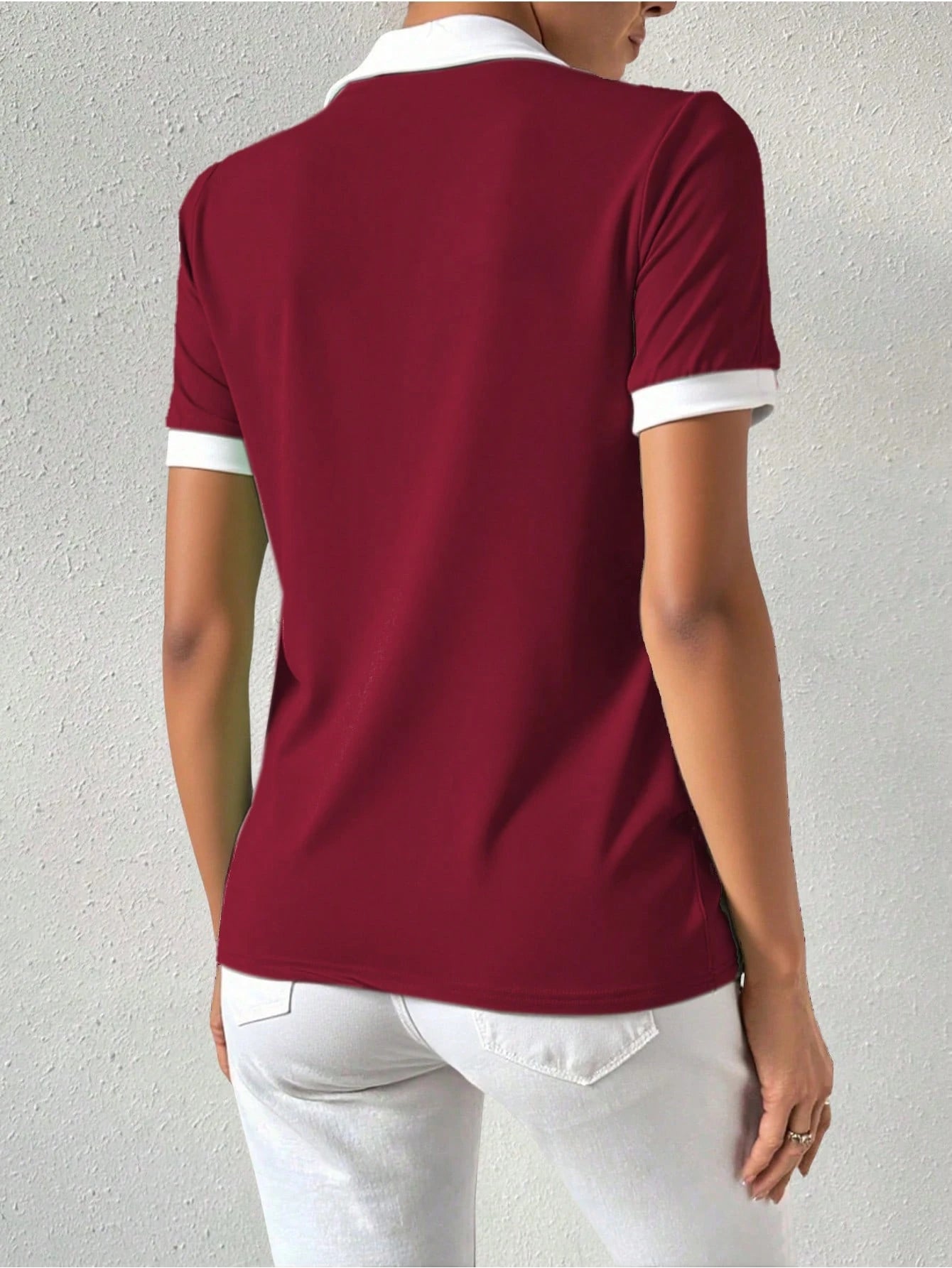 Contrast Trim Short Sleeve Tee shein