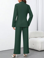 Women's Solid Color Minimalist Daily Wear Long Sleeve Blazer Jacket + Pants