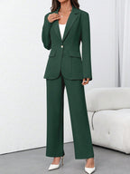 Women's Solid Color Minimalist Daily Wear Long Sleeve Blazer Jacket + Pants