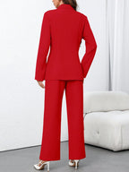 Women's Solid Color Minimalist Daily Wear Long Sleeve Blazer Jacket + Pants