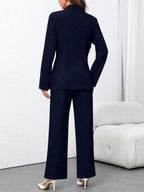 Women's Solid Color Minimalist Daily Wear Long Sleeve Blazer Jacket + Pants