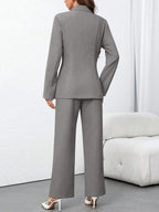 Women's Solid Color Minimalist Daily Wear Long Sleeve Blazer Jacket + Pants
