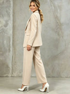 Women's Solid Color Minimalist Daily Wear Long Sleeve Blazer Jacket + Pants