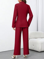 Women's Solid Color Minimalist Daily Wear Long Sleeve Blazer Jacket + Pants