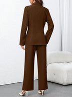 Women's Solid Color Minimalist Daily Wear Long Sleeve Blazer Jacket + Pants