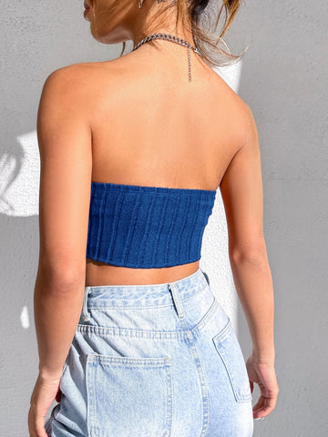 EZwear Asymmetrical Hem Tube Top shein