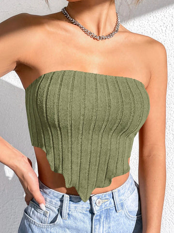 EZwear Asymmetrical Hem Tube Top shein