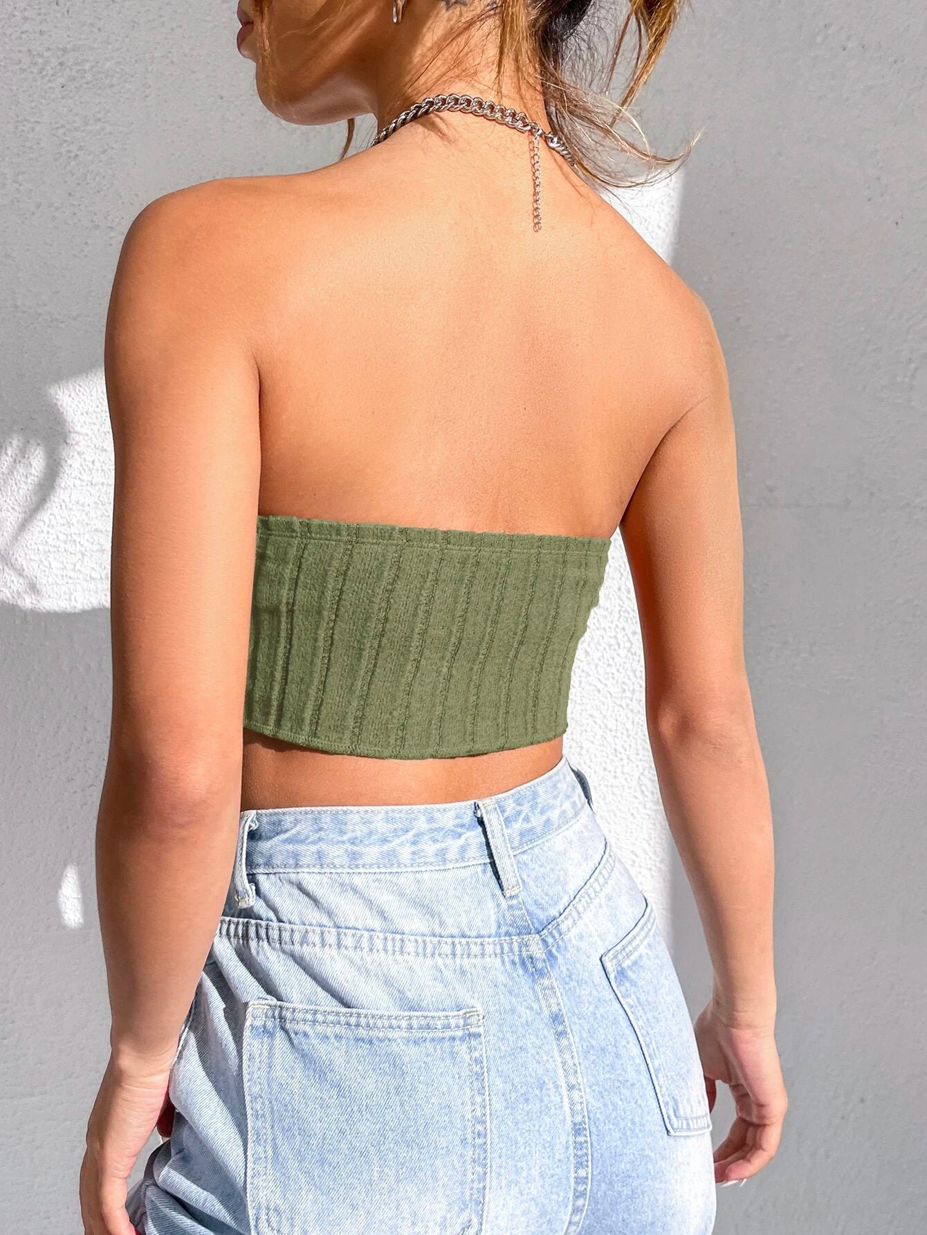 EZwear Asymmetrical Hem Tube Top shein