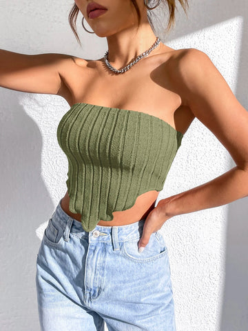 EZwear Asymmetrical Hem Tube Top shein