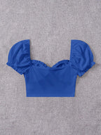 EZwear Frill Trim Tie-Front Top shein