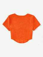 EZwear Scoop Neck Seam Front Tee shein