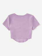 EZwear Scoop Neck Seam Front Tee shein