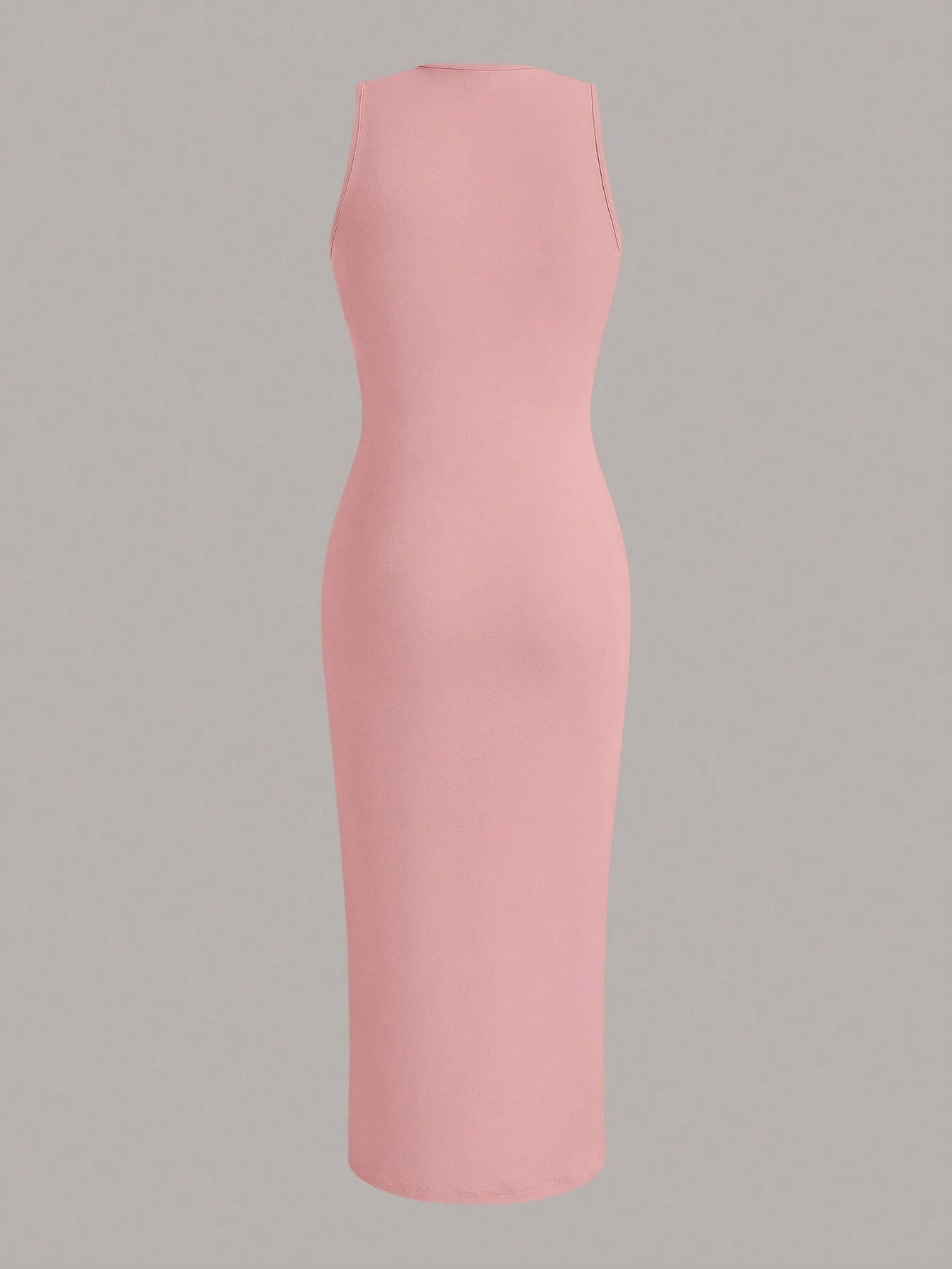 EZwear Solid Ruched Waist Tank Dress shein