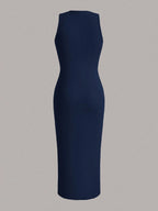 EZwear Solid Ruched Waist Tank Dress shein