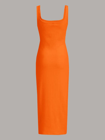 EZwear Solid Tank Dress shein