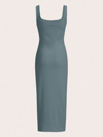 EZwear Solid Tank Dress shein