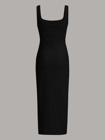 EZwear Solid Tank Dress shein