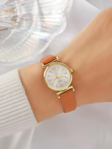 Elegant Round Dial Quartz Watch shein