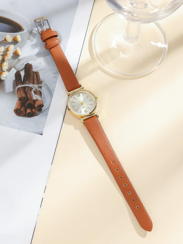 Elegant Round Dial Quartz Watch shein