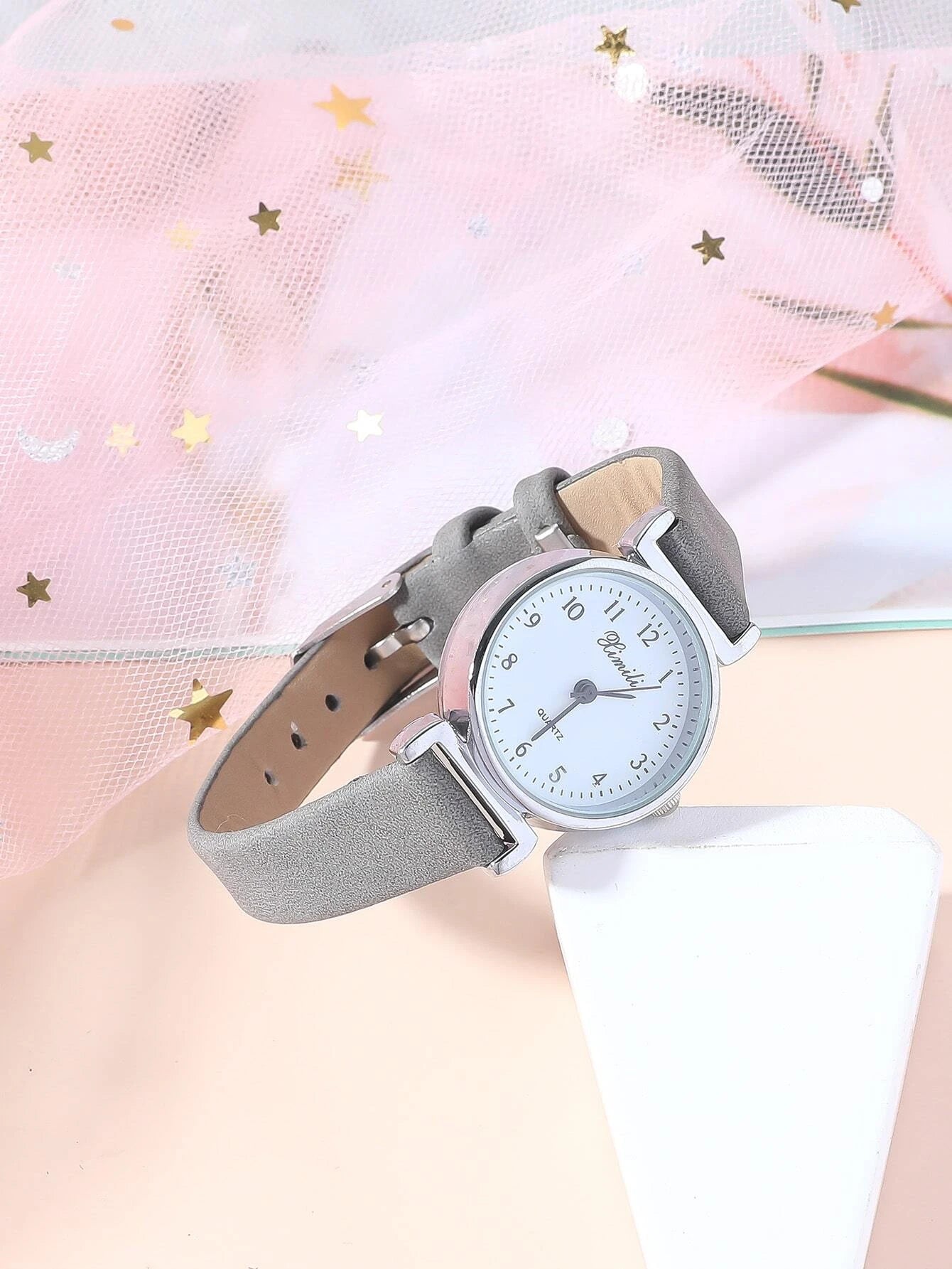 Elegant Round Dial Quartz Watch shein