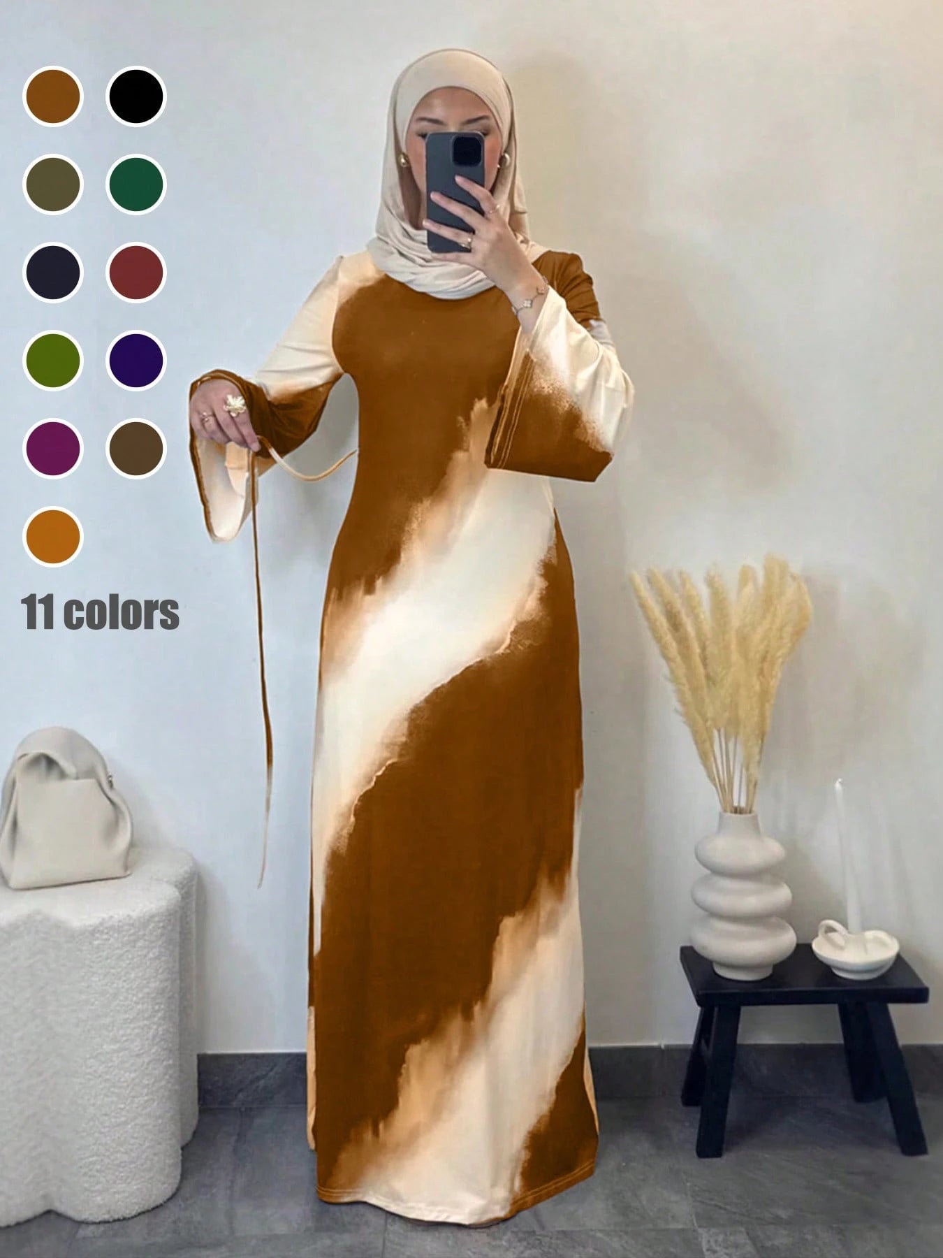 Elegant Arabic Style Mid-Length Dress shein