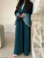 Elegant Women's Long Abaya With Pleated Bell Sleeves shein