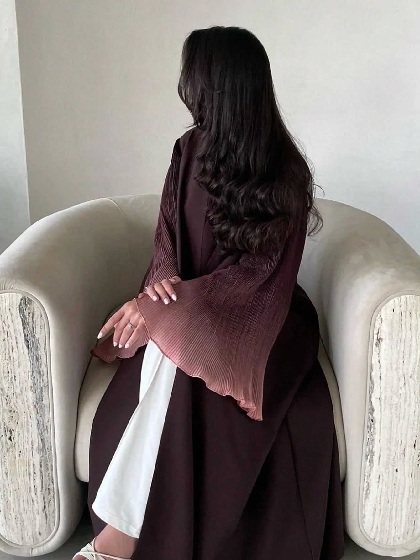 Elegant Women's Long Abaya With Pleated Bell Sleeves shein