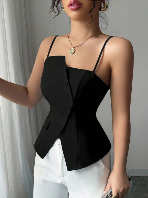 ashionable Versatile Commuting Casual Cinched Waist Camisole shein