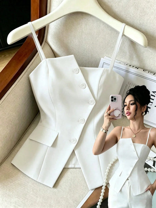 ashionable Versatile Commuting Casual Cinched Waist Camisole shein