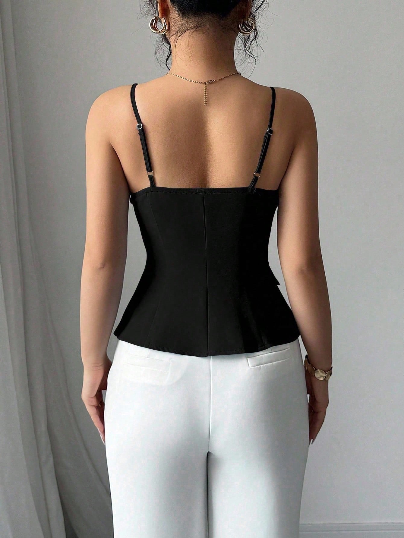 ashionable Versatile Commuting Casual Cinched Waist Camisole shein