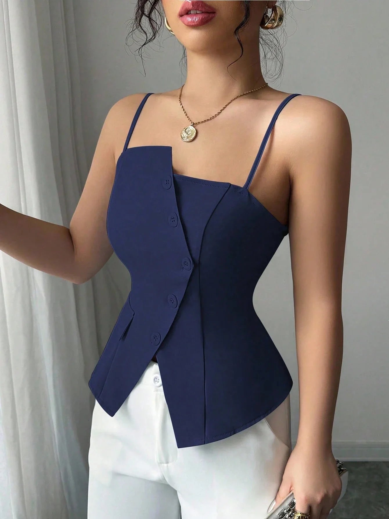 ashionable Versatile Commuting Casual Cinched Waist Camisole shein