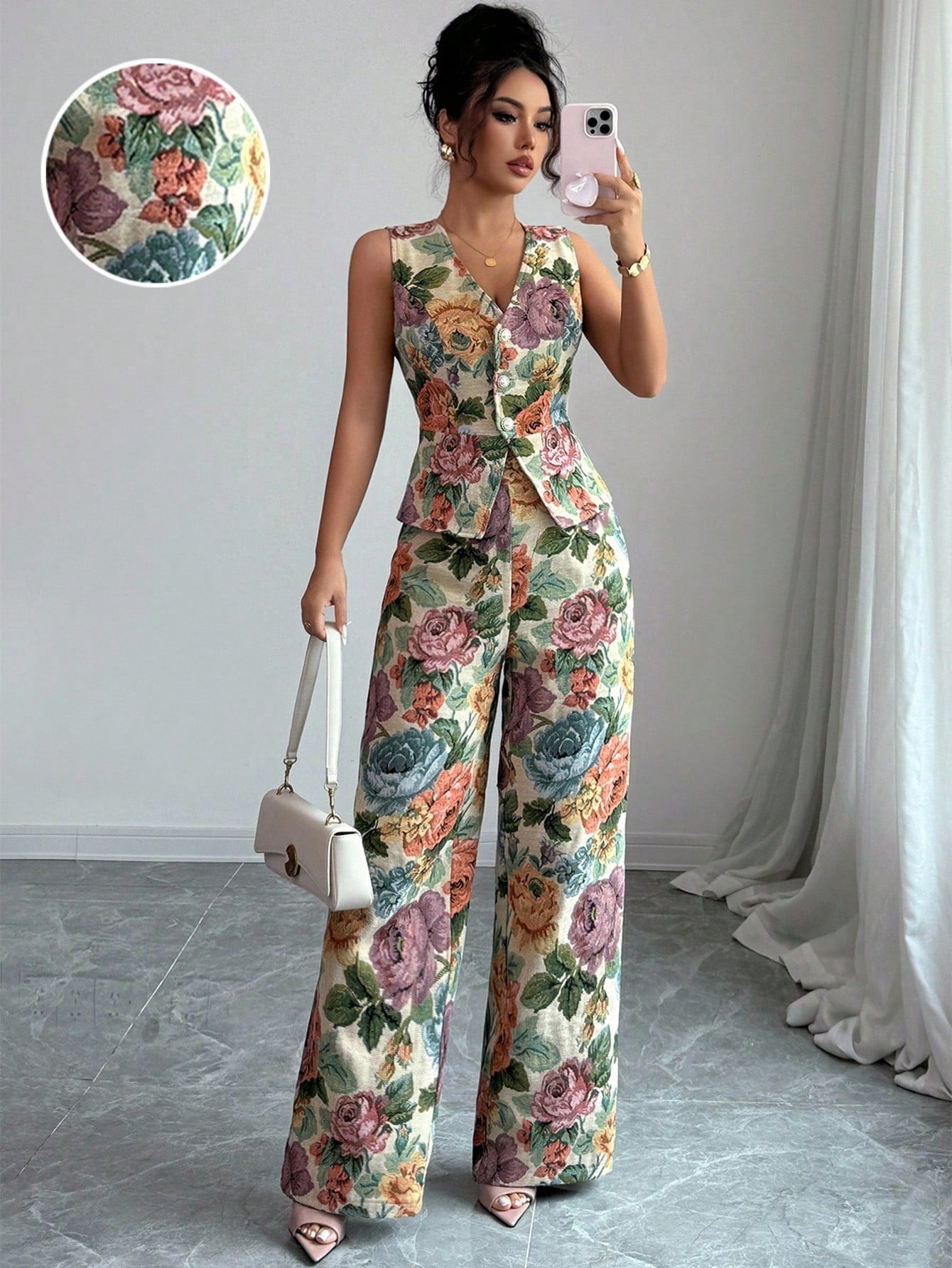 Women Elegant Yellow Floral Outfit