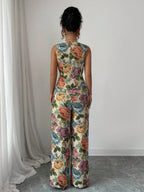 Women Elegant Yellow Floral Outfit shein