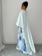 Elegant Romantic Print Patchwork Pleated Hem Dress shein