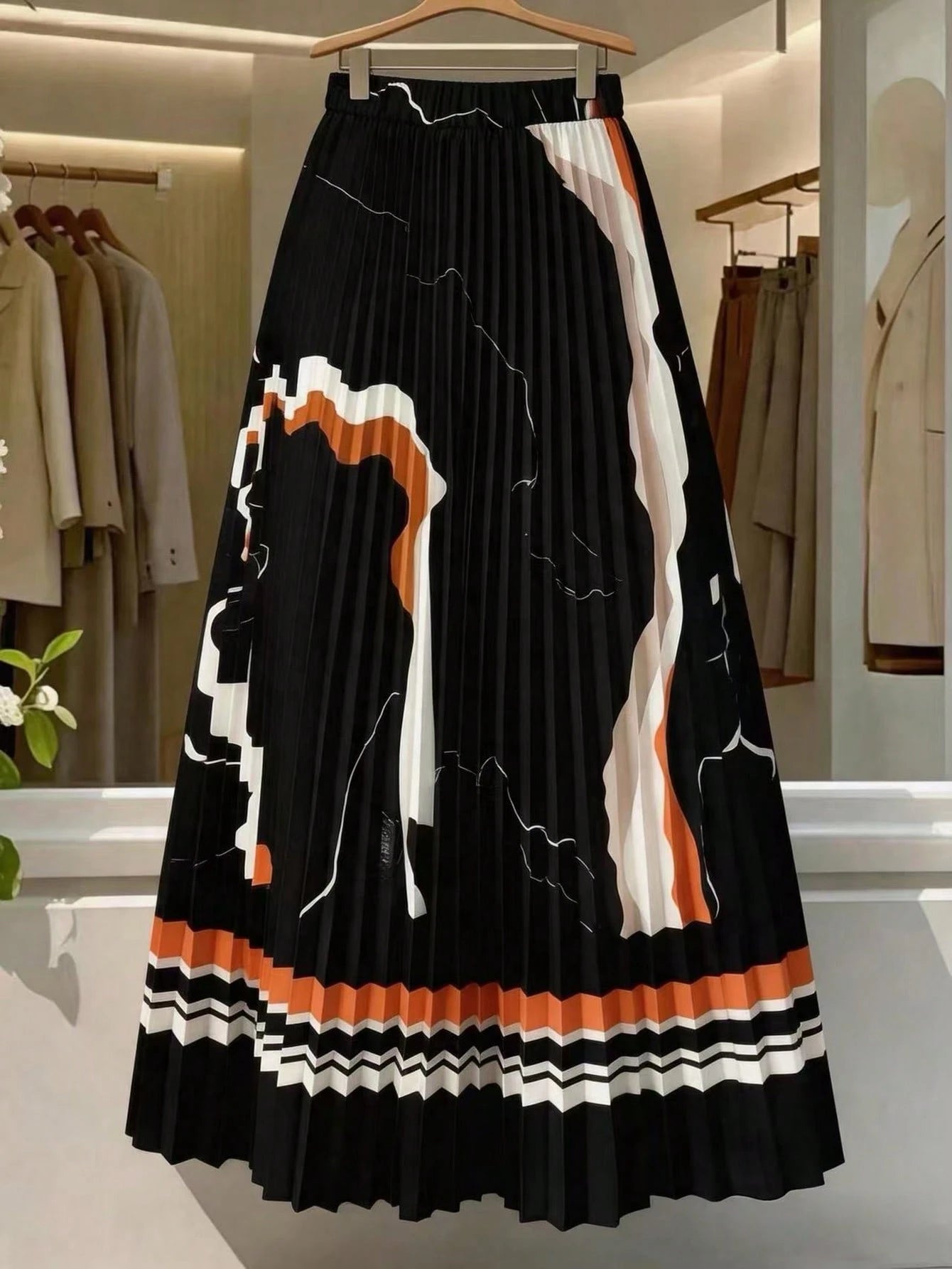 Women's Summer Marble Print Digital Positioning Printed Skirt