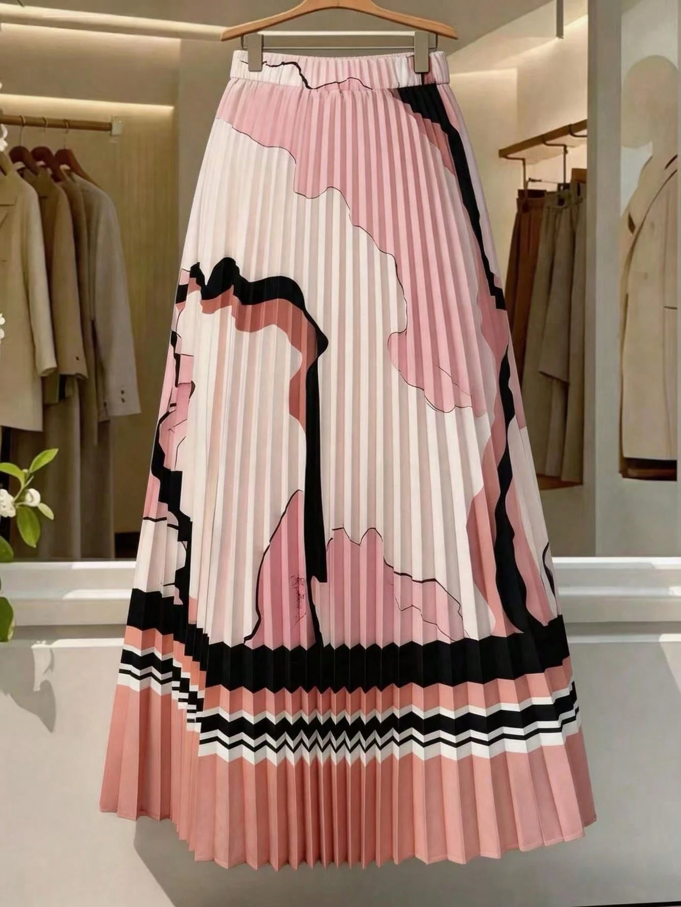 Women's Summer Marble Print Digital Positioning Printed Skirt