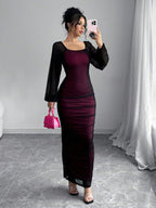 Elenzga Women's Elegant Long Sleeve Dress shein