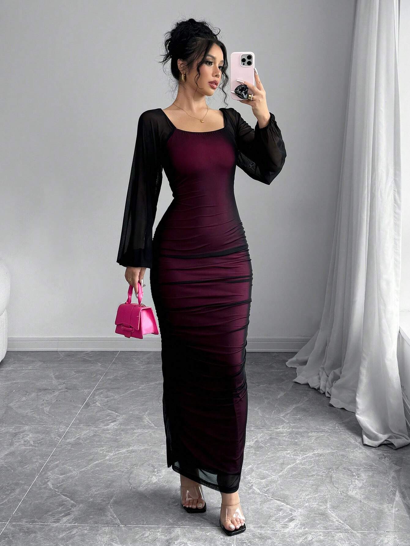 Elenzga Women's Elegant Long Sleeve Dress