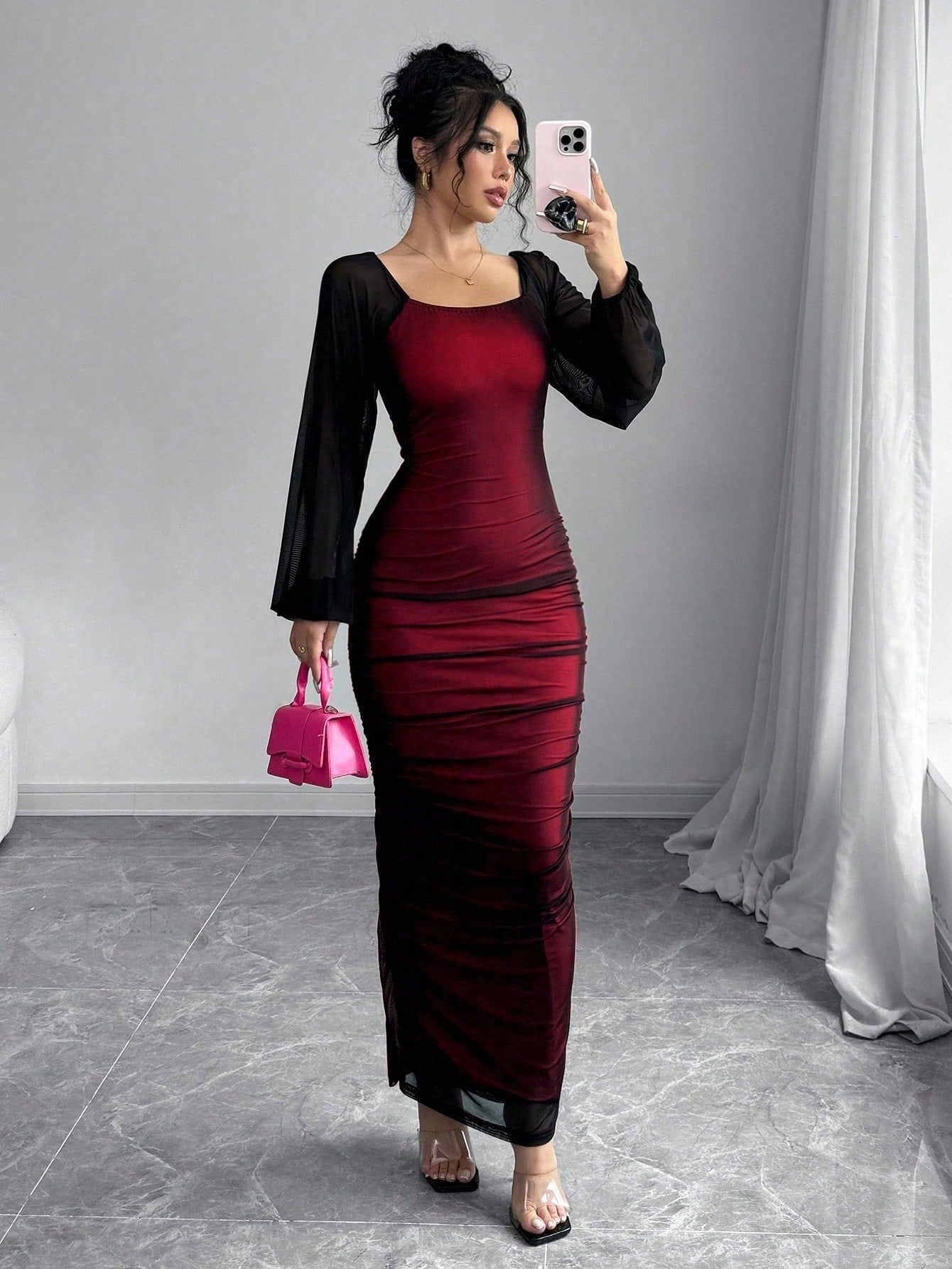 Elenzga Women's Elegant Long Sleeve Dress