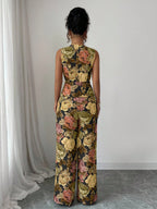 Women Elegant Yellow Floral Outfit shein