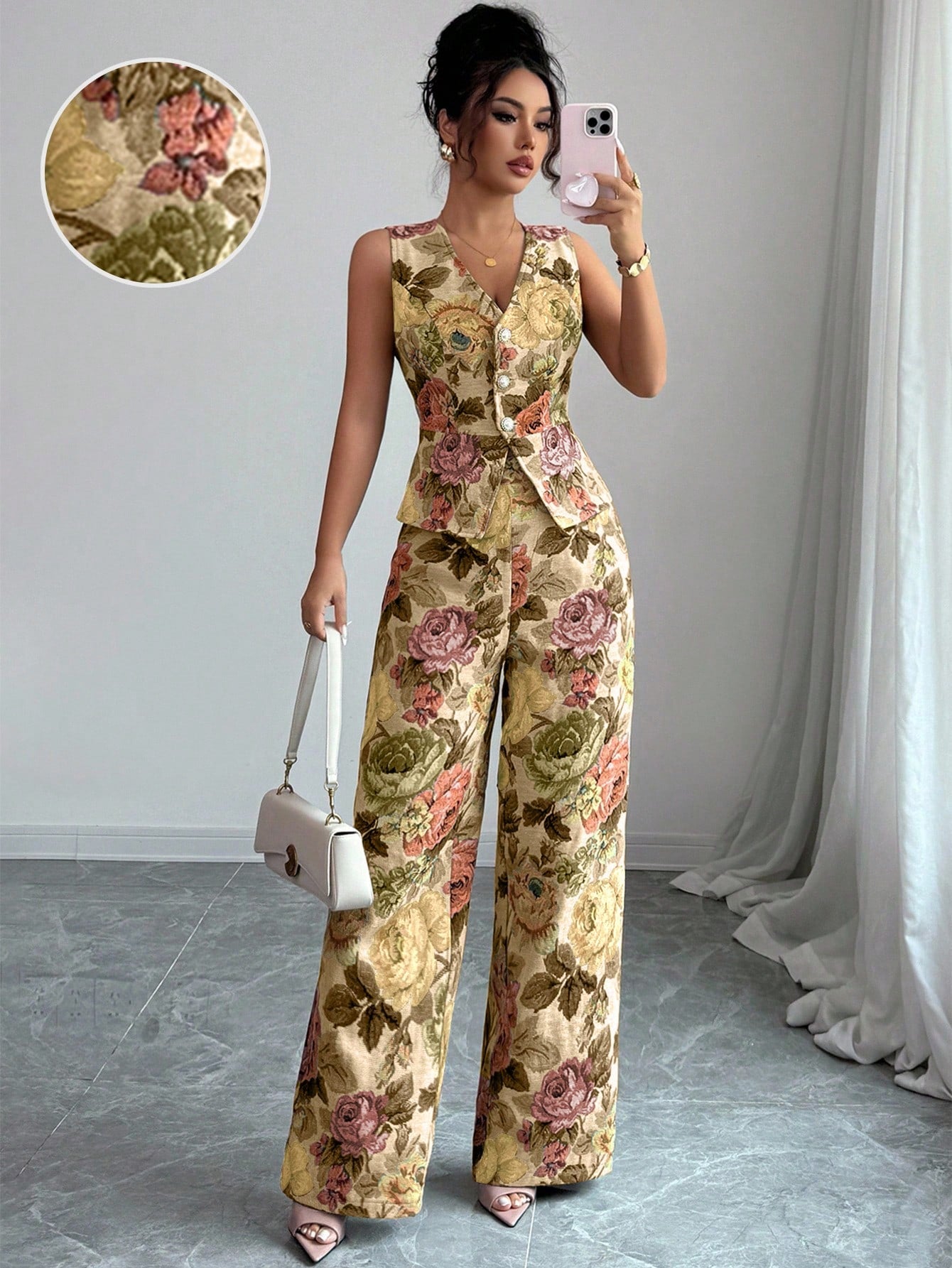 Women Elegant Yellow Floral Outfit
