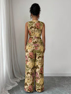 Women Elegant Yellow Floral Outfit shein