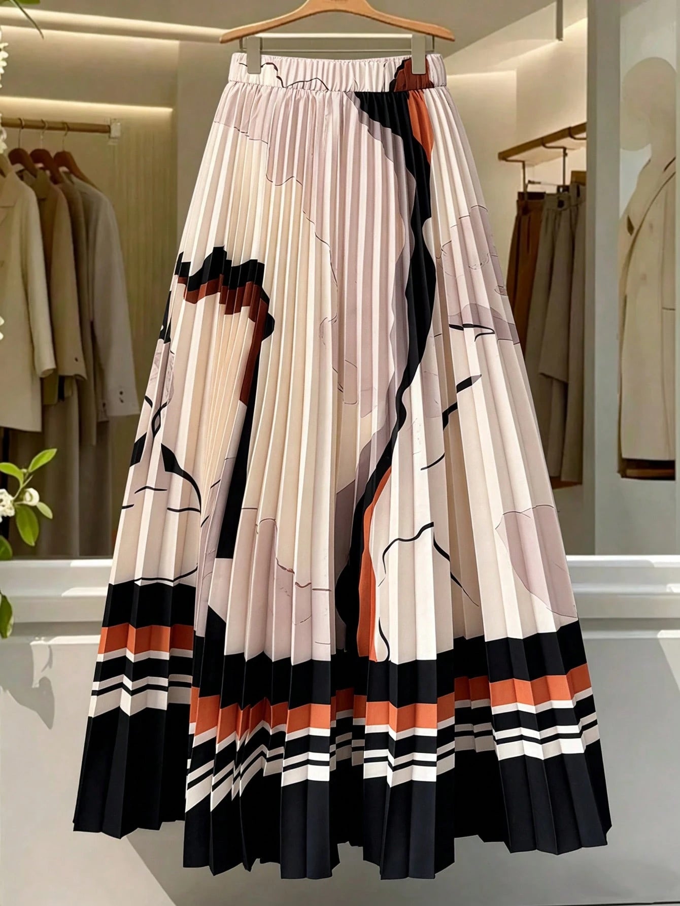 Women's Summer Marble Print Digital Positioning Printed Skirt