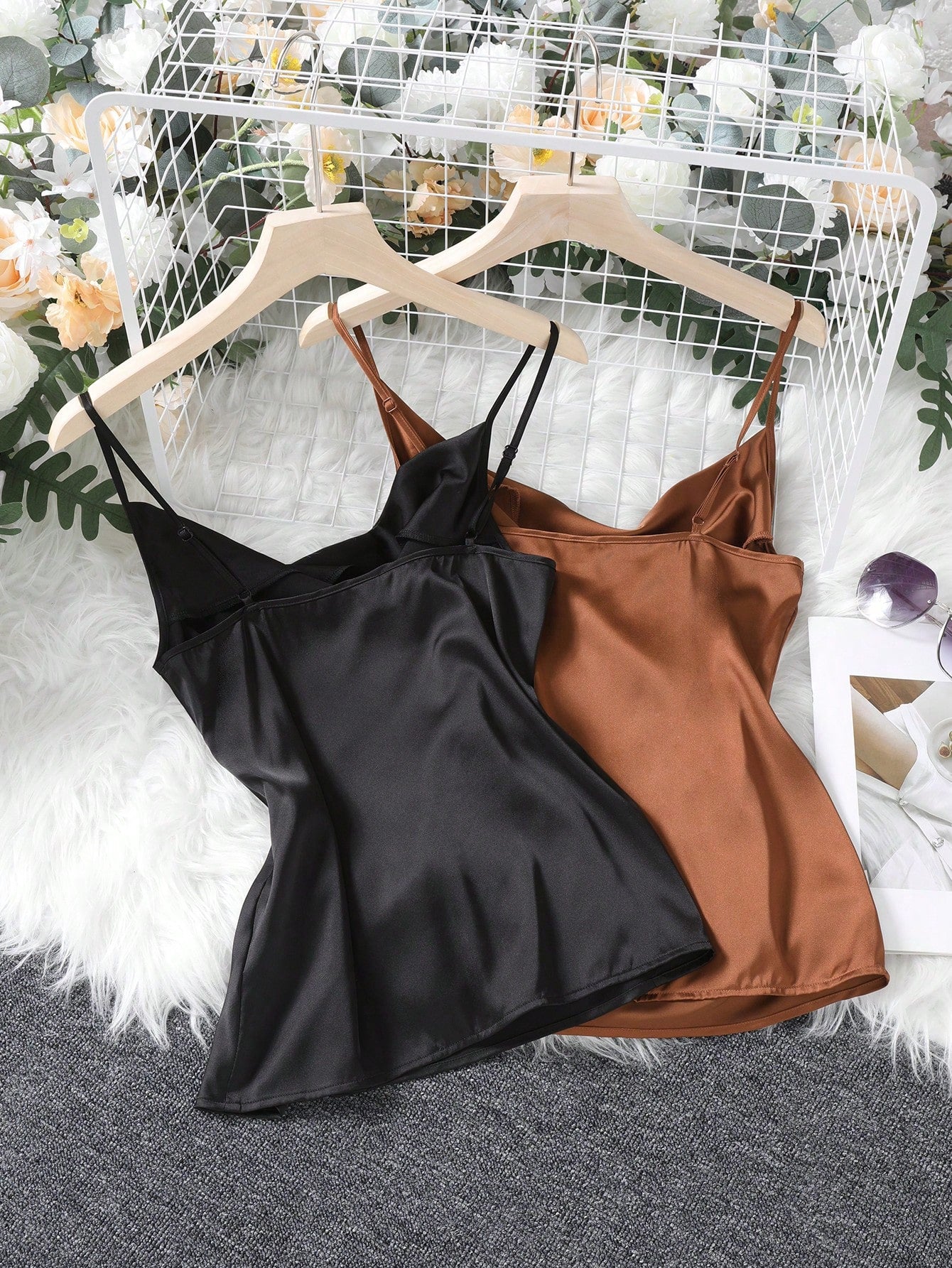 Clasi Women's 2 Piece Draped Collar Camisole shein