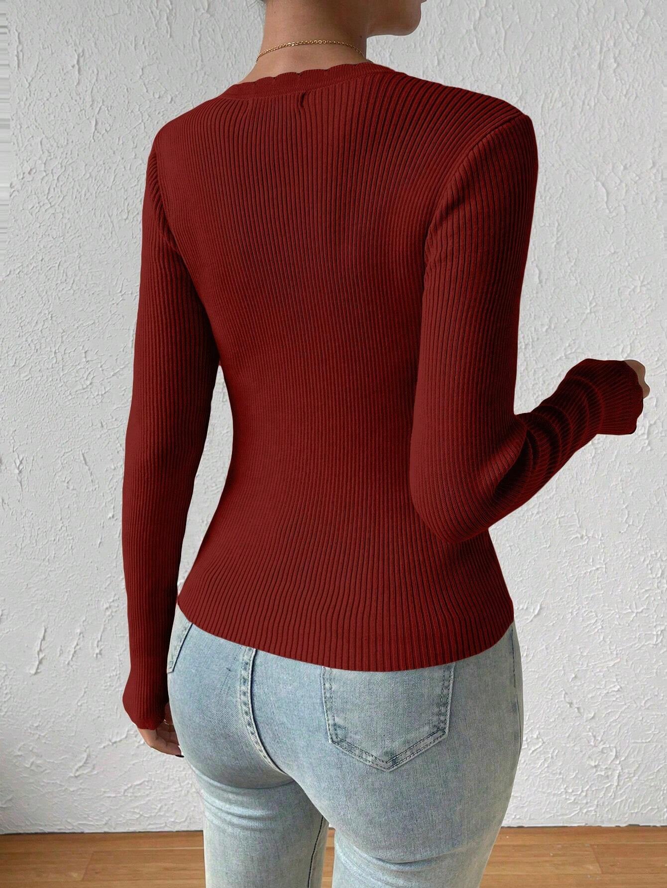 Essnce Ribbed Knit Sweater shein